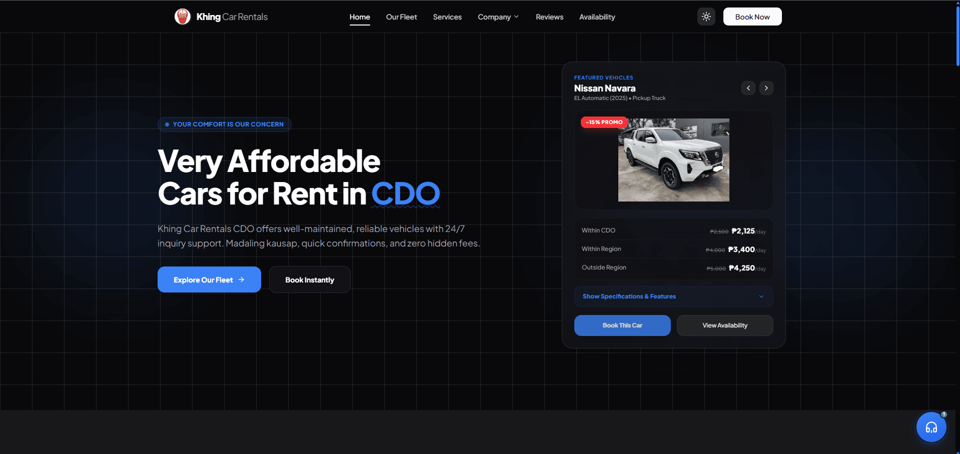 Khing Car Rentals CDO Demonstration